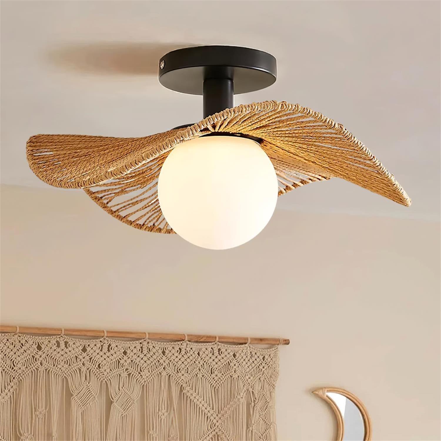 Fynora Woven Semi Flush Ceiling Light - Letslighting
