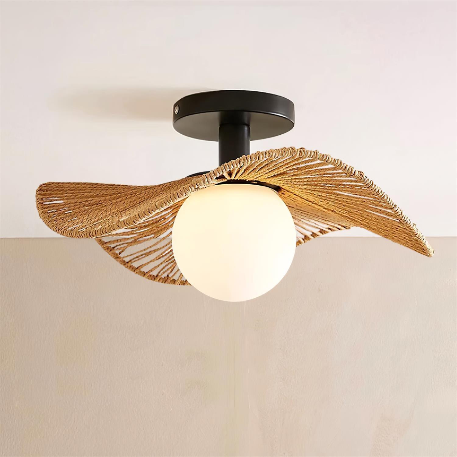 Fynora Woven Semi Flush Ceiling Light - Letslighting