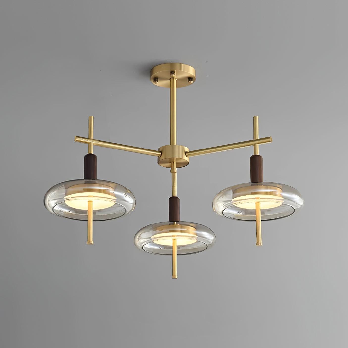 Redondo Chandelier Brass Glass LED Modern - Letslighting