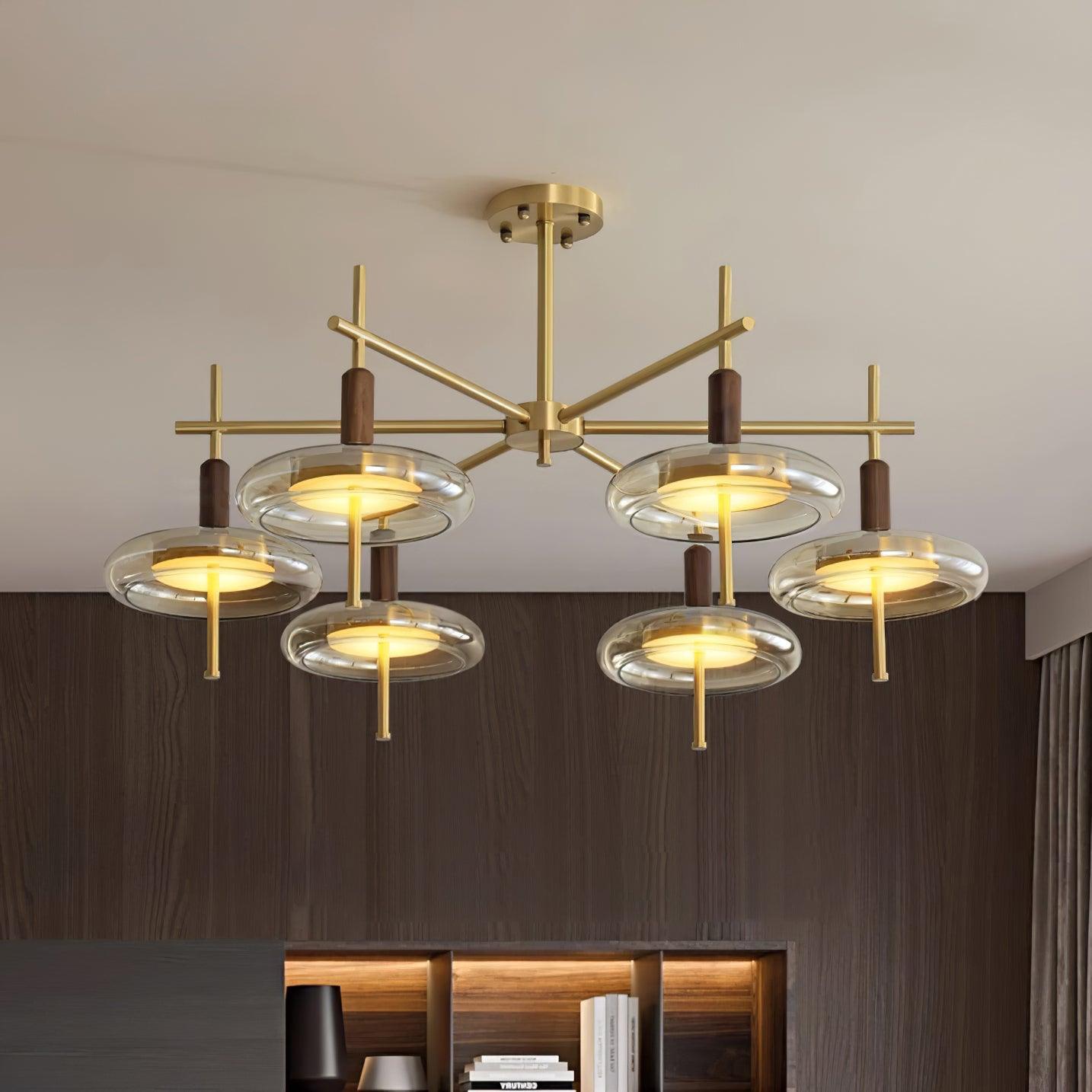 Redondo Chandelier Brass Glass LED - Letslighting