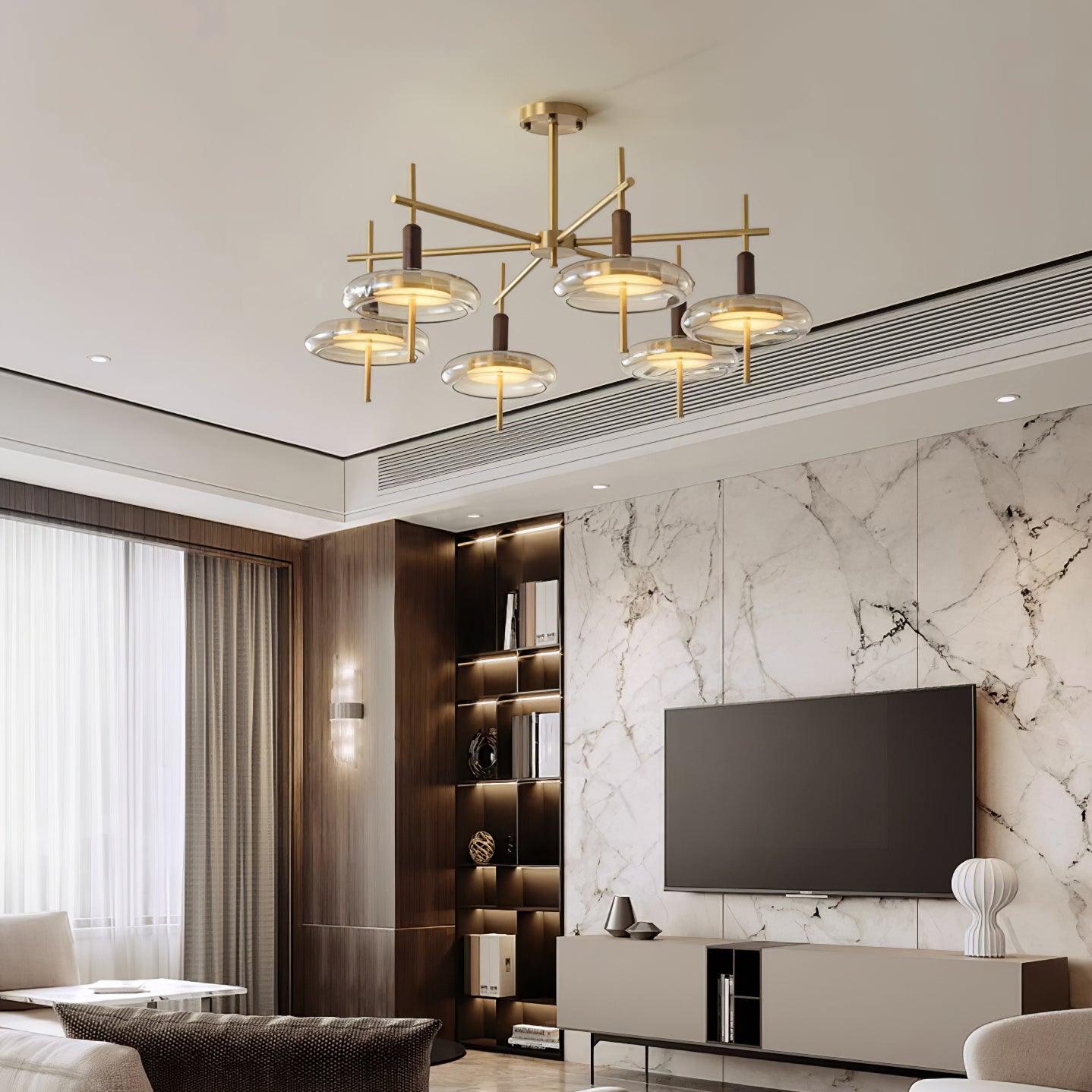 Redondo Chandelier Brass Glass LED - Letslighting