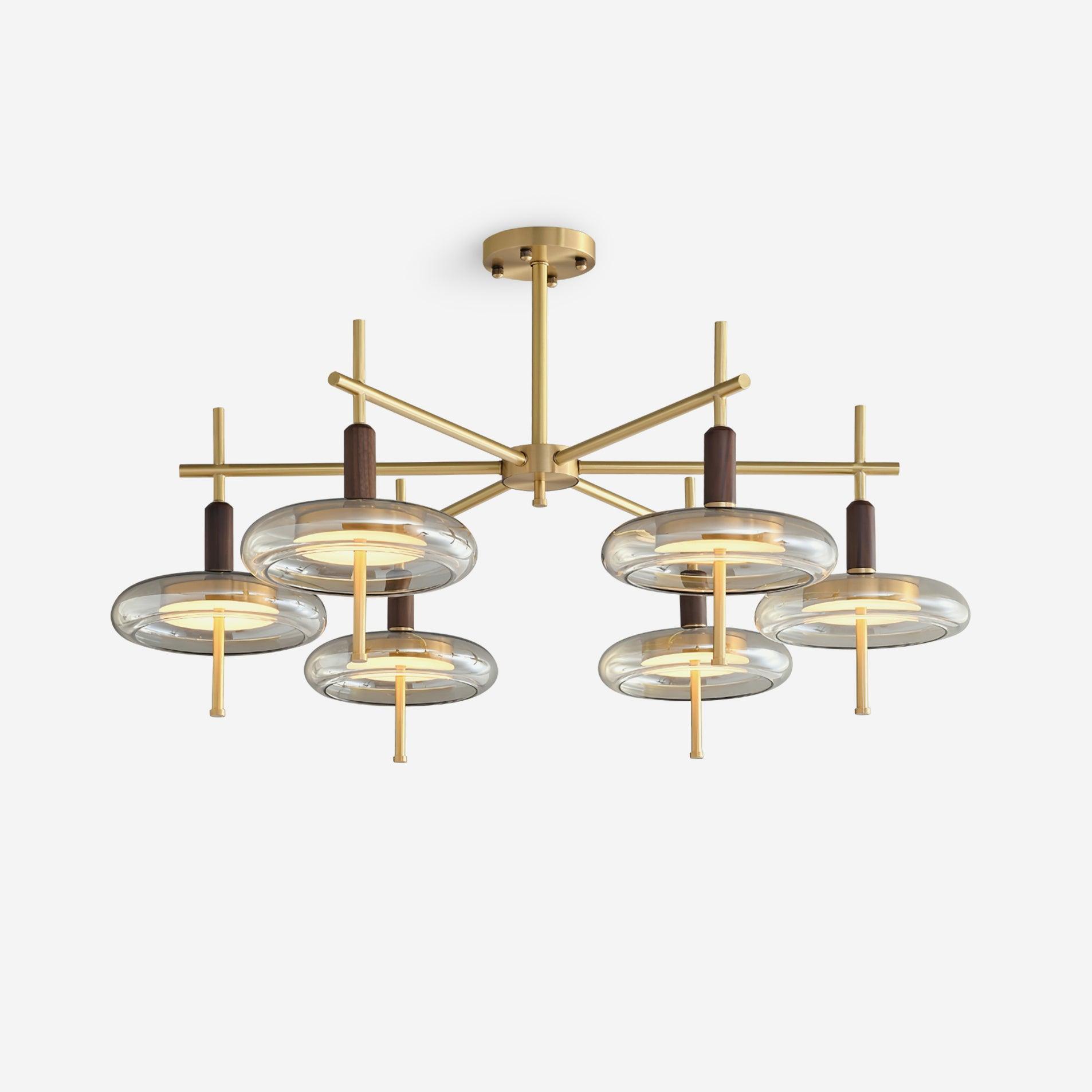 Redondo Chandelier Brass Glass LED Modern - Letslighting