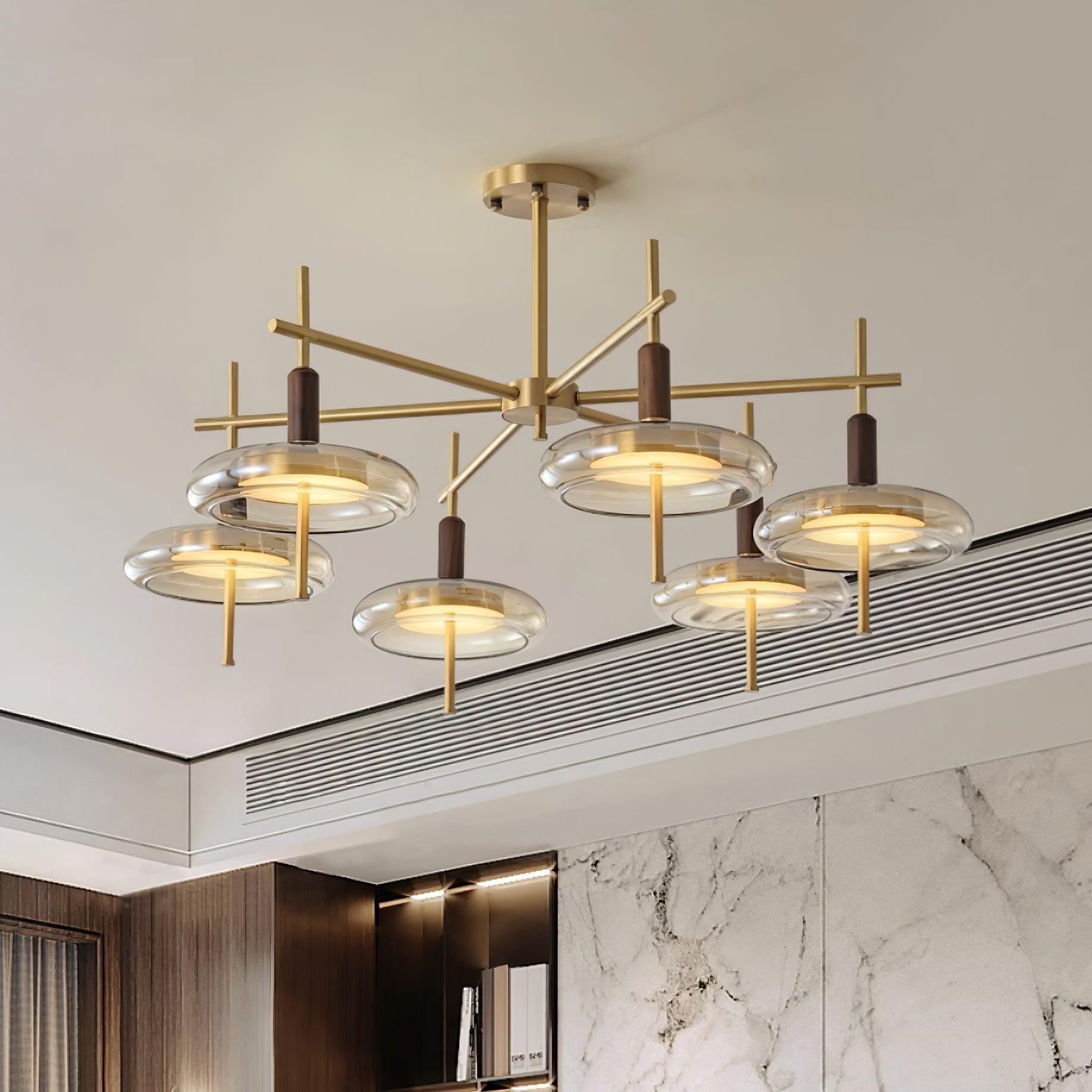 Redondo Chandelier Brass Glass LED - Letslighting