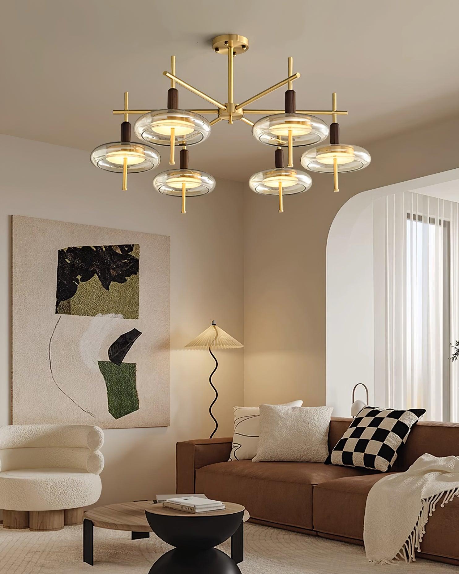 Redondo Chandelier Brass Glass LED - Letslighting