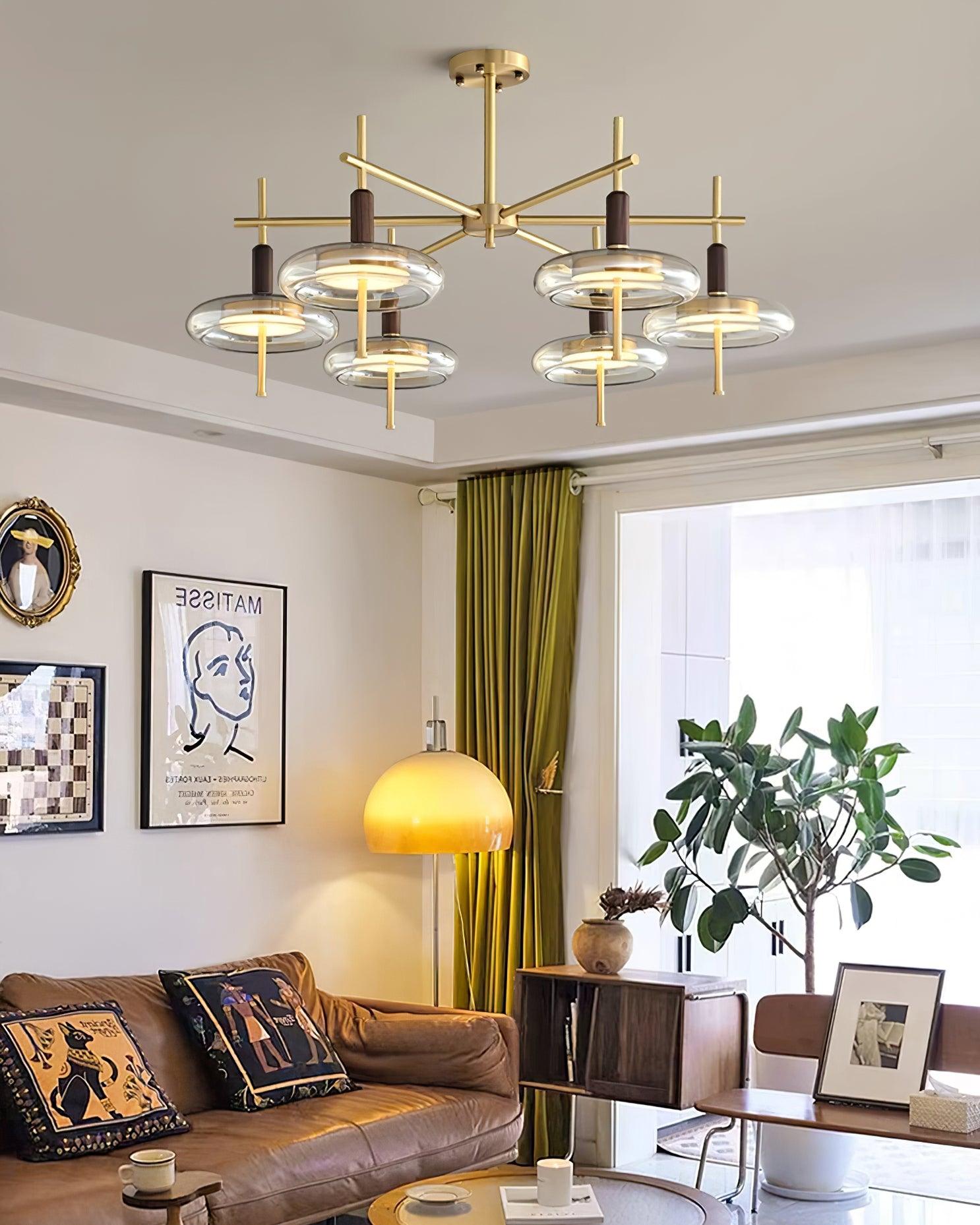 Redondo Chandelier Brass Glass LED - Letslighting