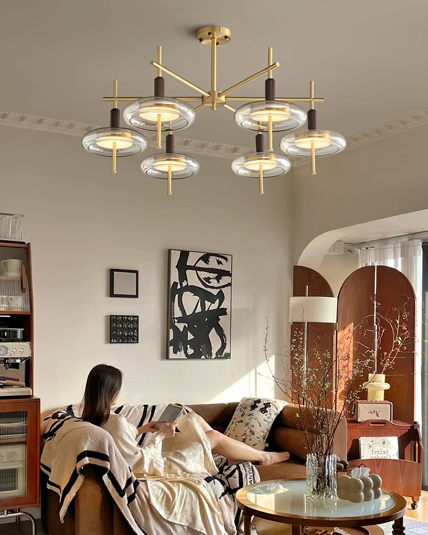 Redondo Chandelier Brass Glass LED - Letslighting