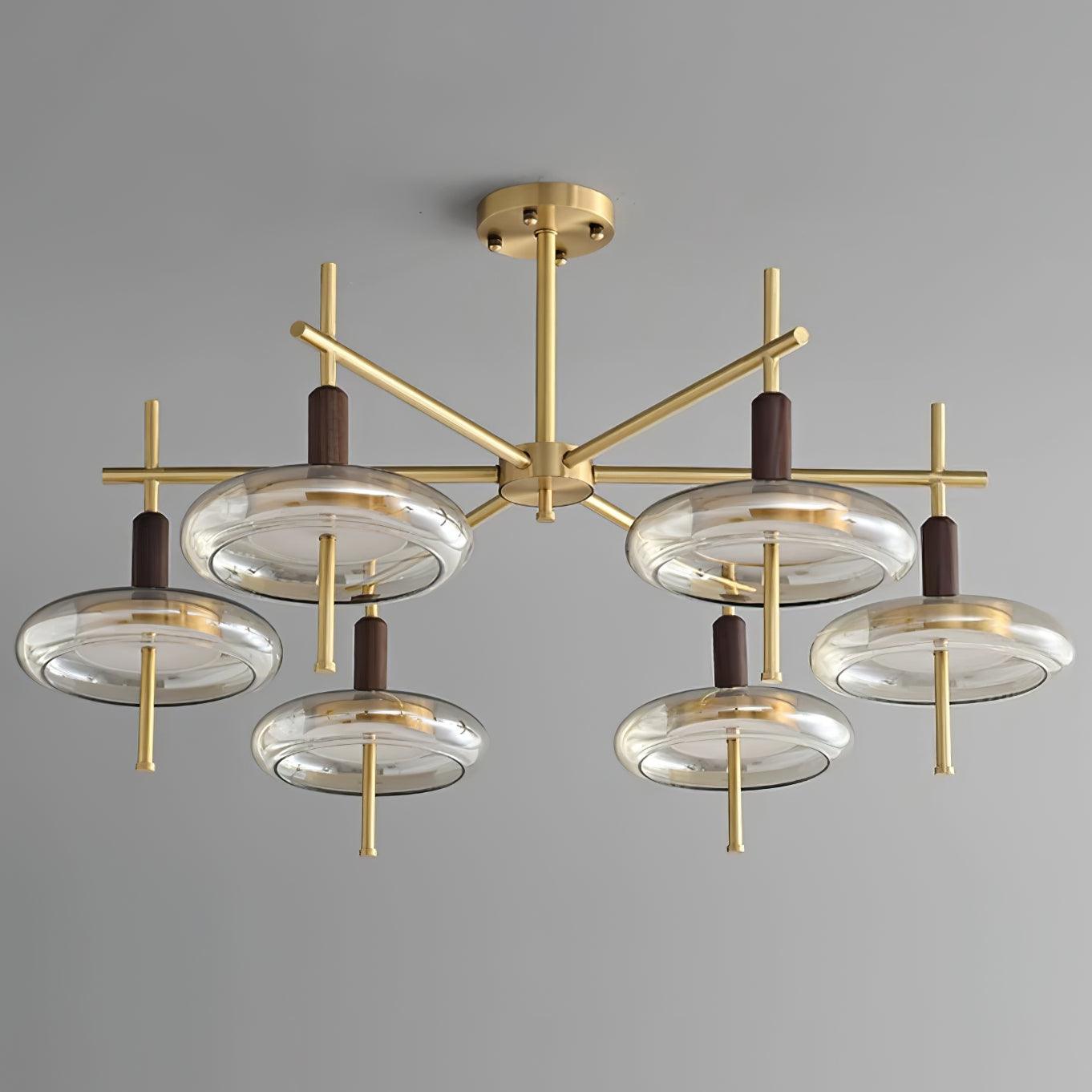 Redondo Chandelier Brass Glass LED - Letslighting