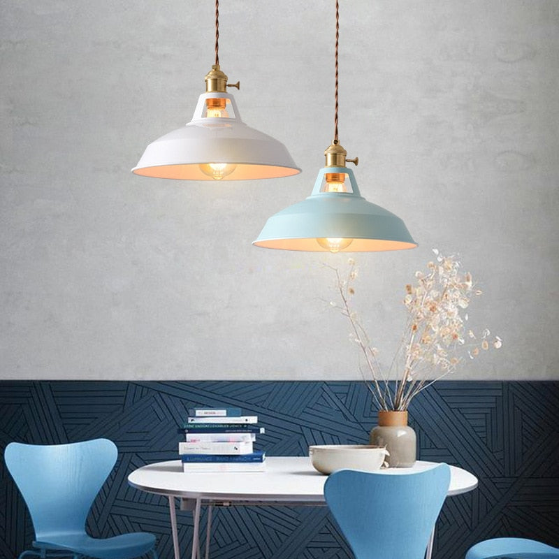 Valentina Lampe Suspension Luminaire Vintage, Métal, Noir/Blanc, Salle à Manger