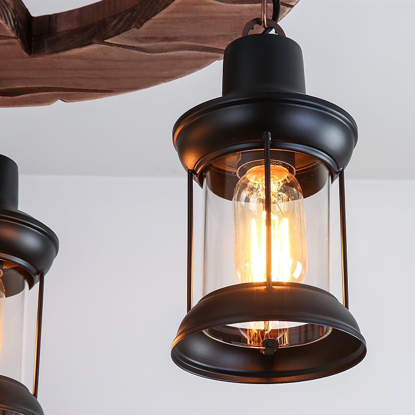 Aurora Chandelier Boat Wood Vintage - Blowlighting