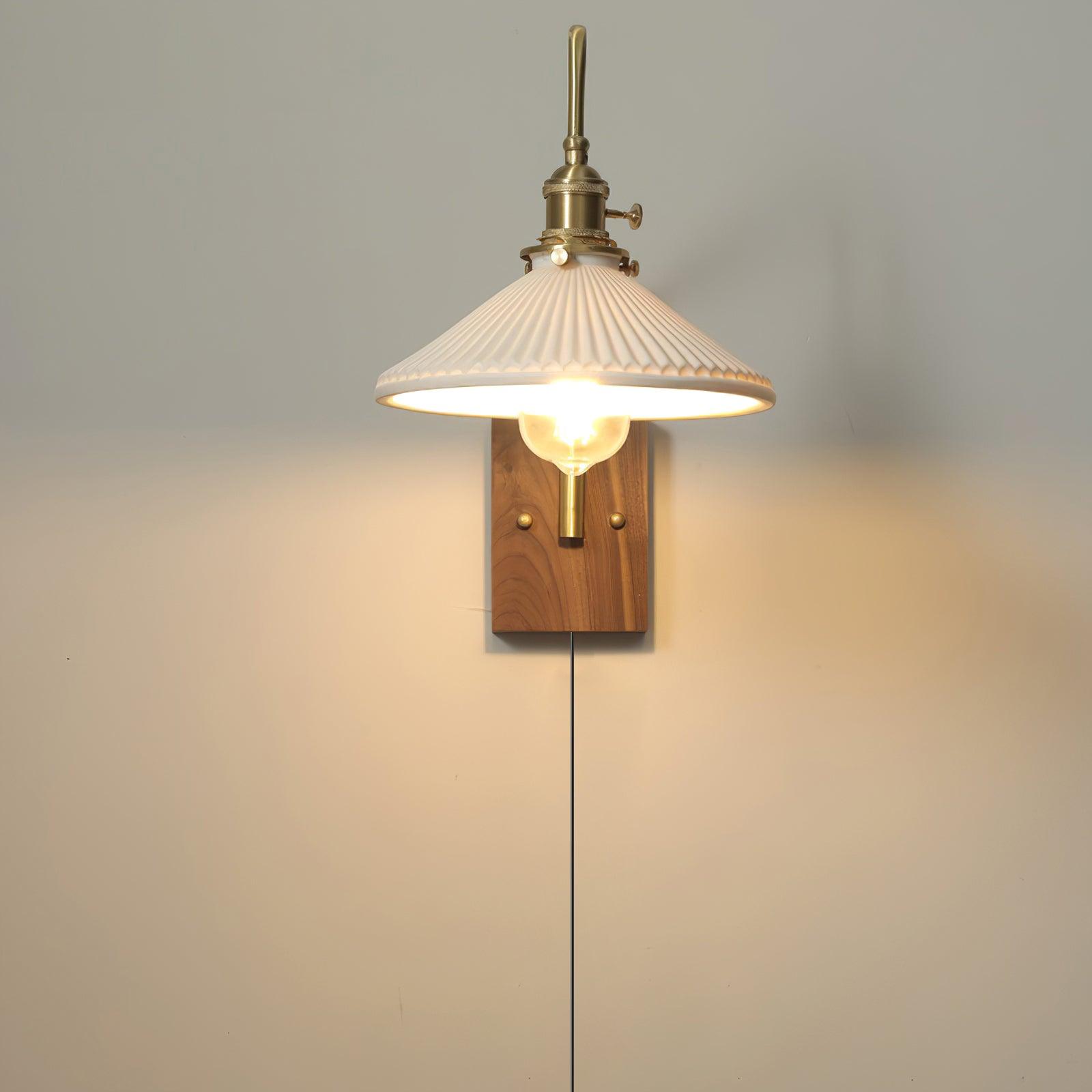 Wall Light Retro Plug In with Brass, Walnut French Elegance - Letslighting