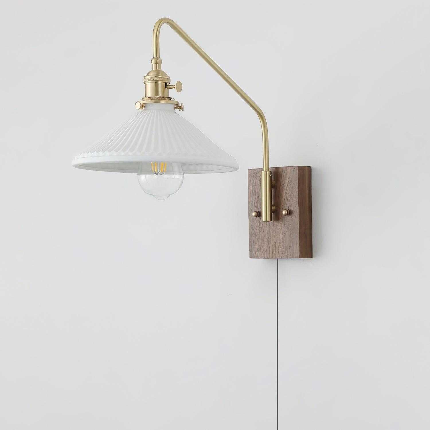 Wall Light Retro Plug In with Brass, Walnut French Elegance - Letslighting