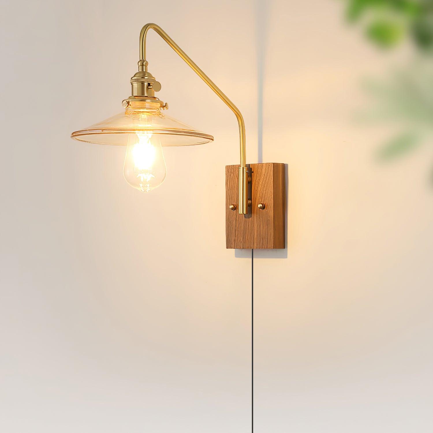 Wall Light Retro Plug In with Brass, Walnut French Elegance - Letslighting