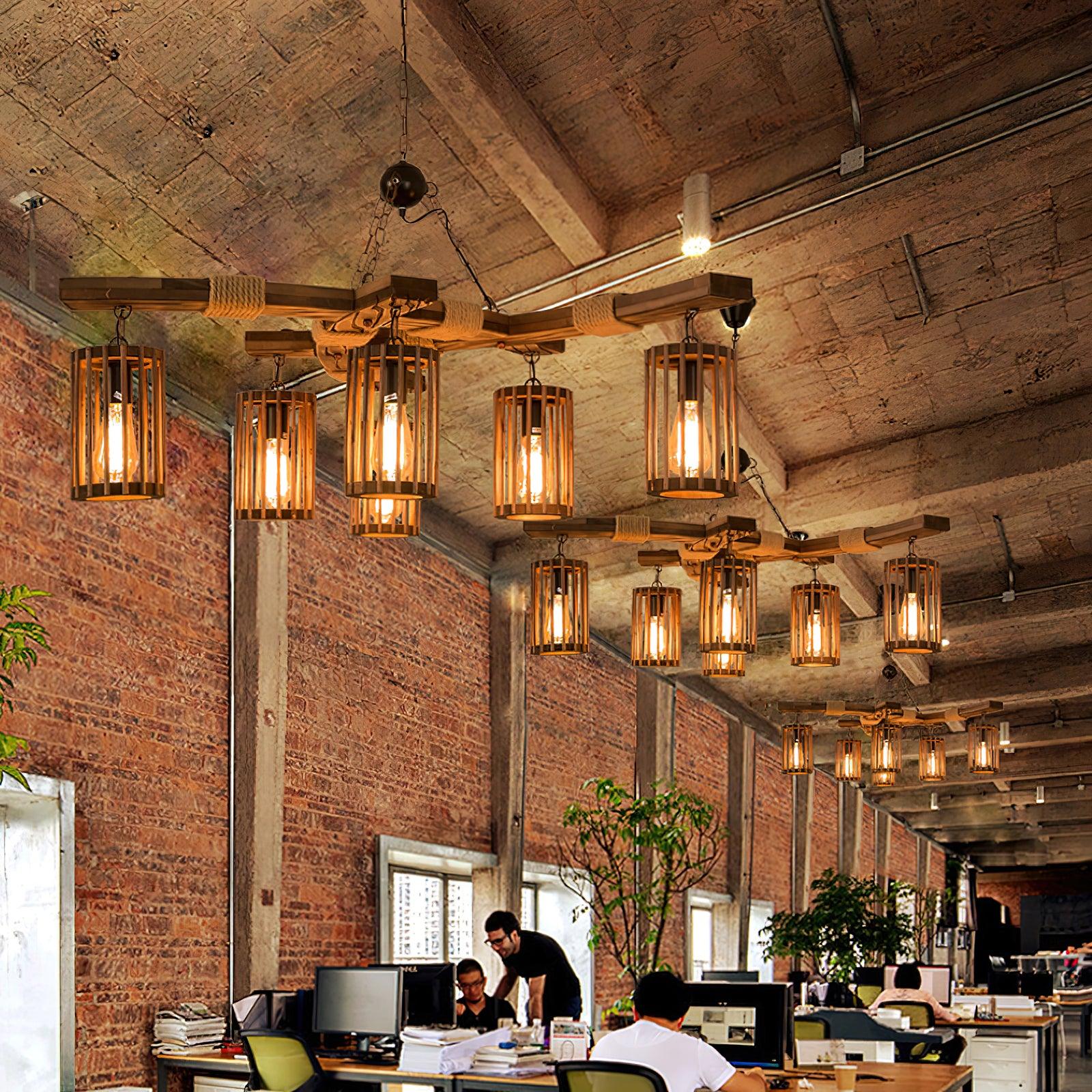 Retro Solid Wood Chandelier - Blowlighting