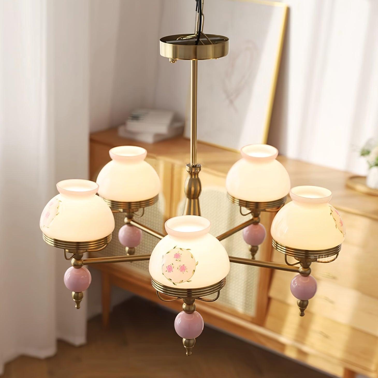 Chandelier Glass and Fixture for Dining or Living Room Vintage - Letslighting