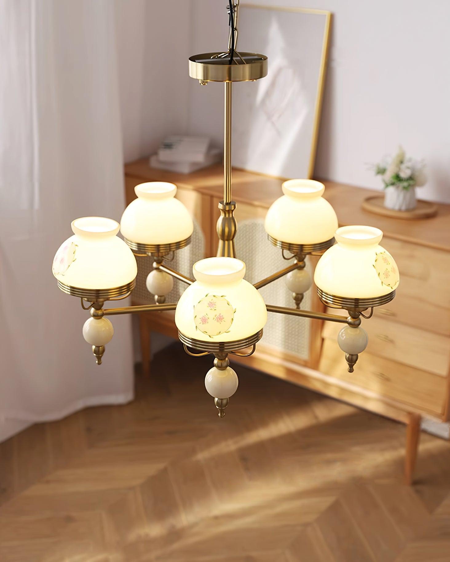 Chandelier Glass and Fixture for Dining or Living Room Vintage - Letslighting