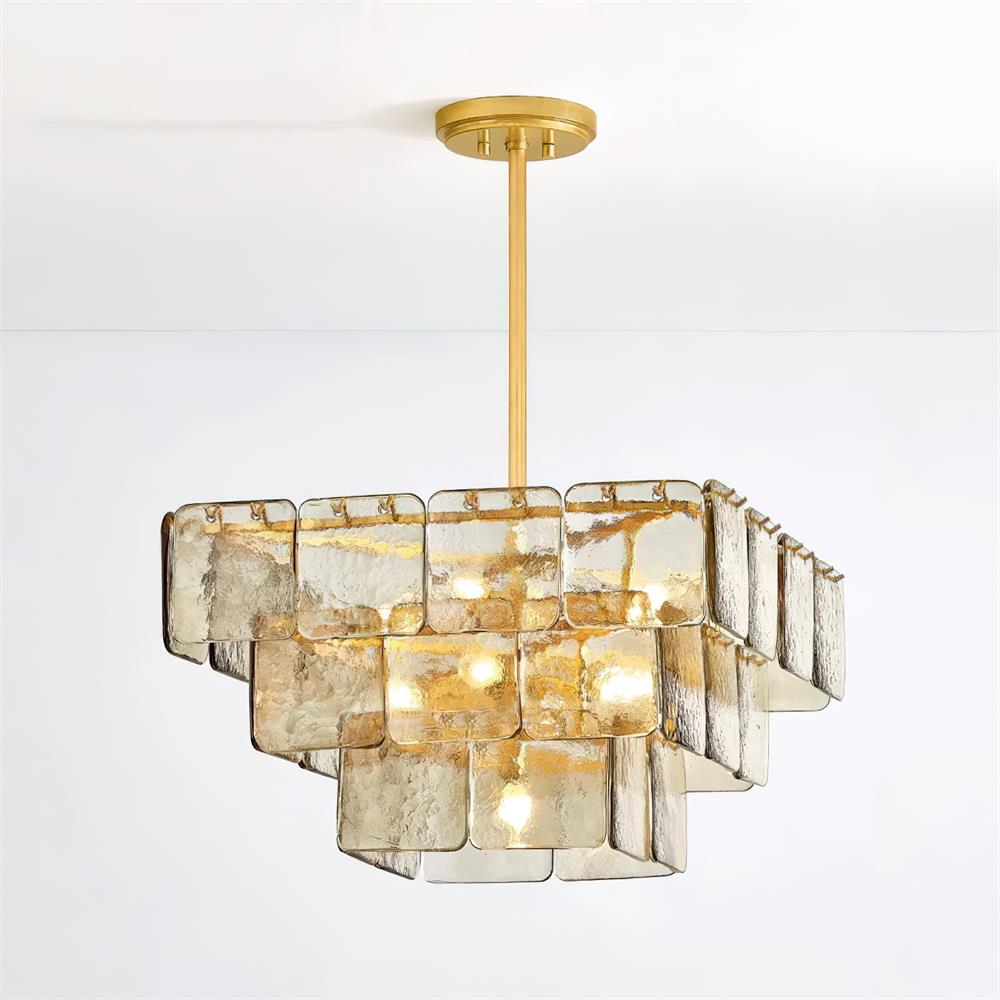 Revelation Chandelier Tiered Glass Panel Glow - Letslighting