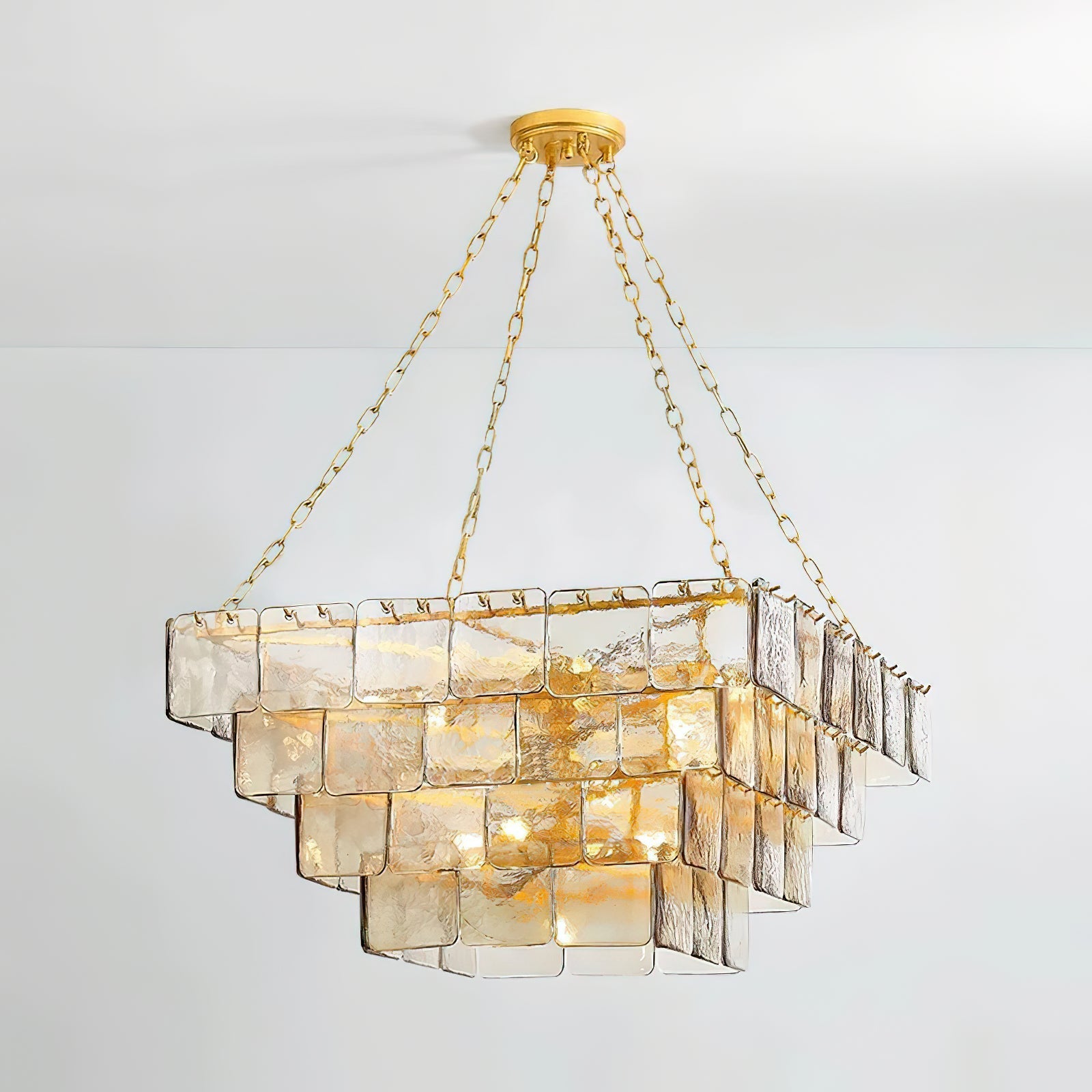 Revelation Chandelier Tiered Glass Panel Glow - Letslighting