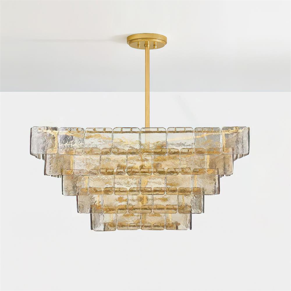 Revelation Chandelier Tiered Glass Panel Glow - Letslighting