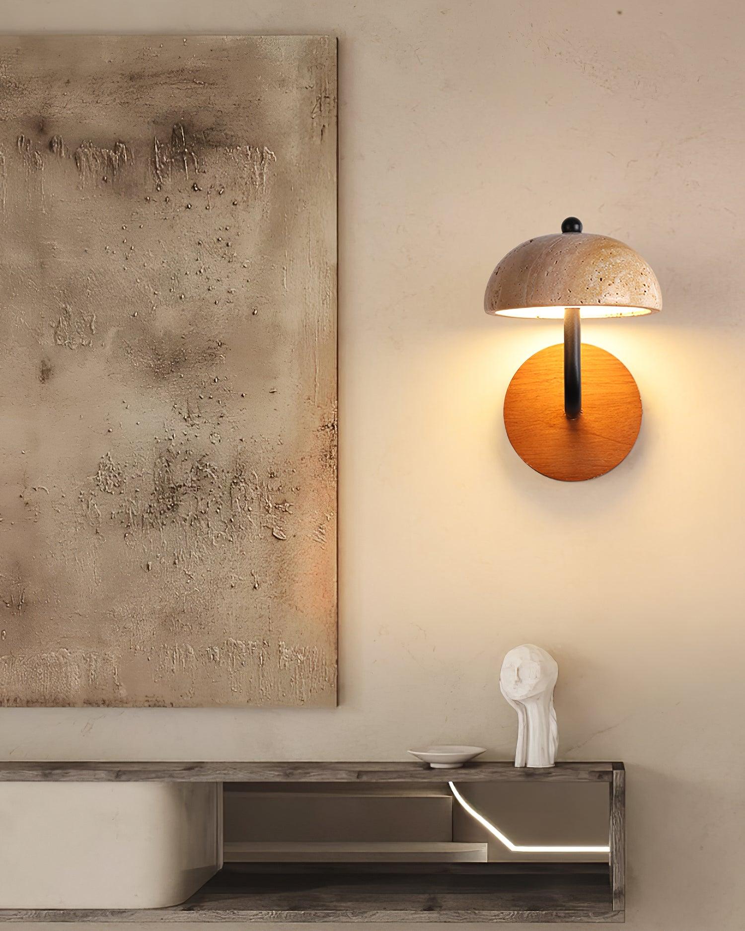 Solaro Wall Light Travertine Half-dome Shade - Letslighting