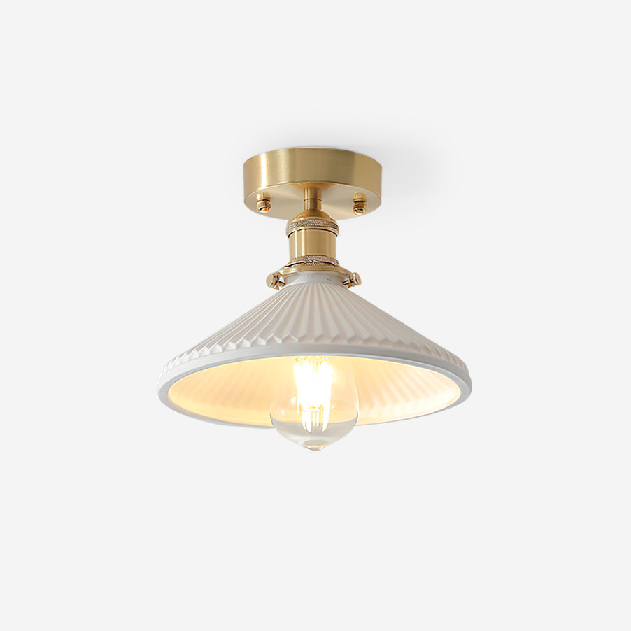 Belmont Vintage Brass & Ceramic Ceiling Light - Letslighting