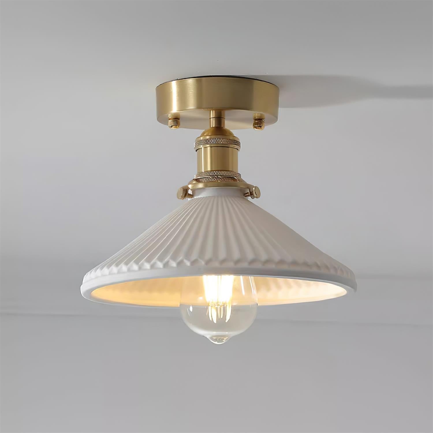 Belmont Vintage Brass & Ceramic Ceiling Light - Letslighting