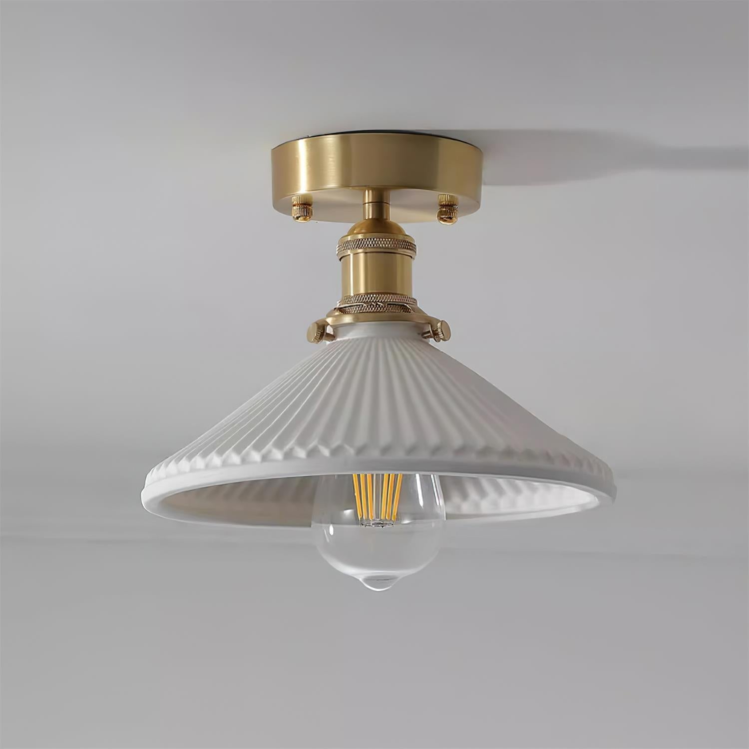 Belmont Vintage Brass & Ceramic Ceiling Light - Letslighting