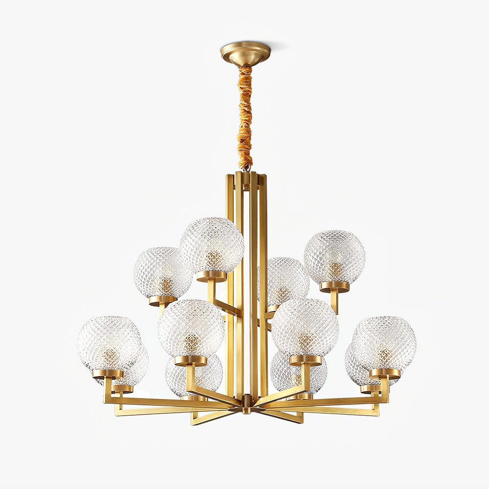 Ribbed Glass Brass Chandelier - Blowlighting
