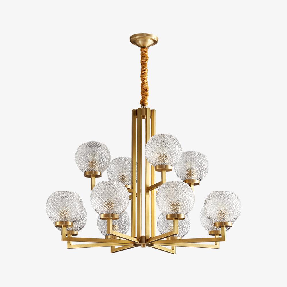 Ribbed Glass Brass Chandelier - Blowlighting