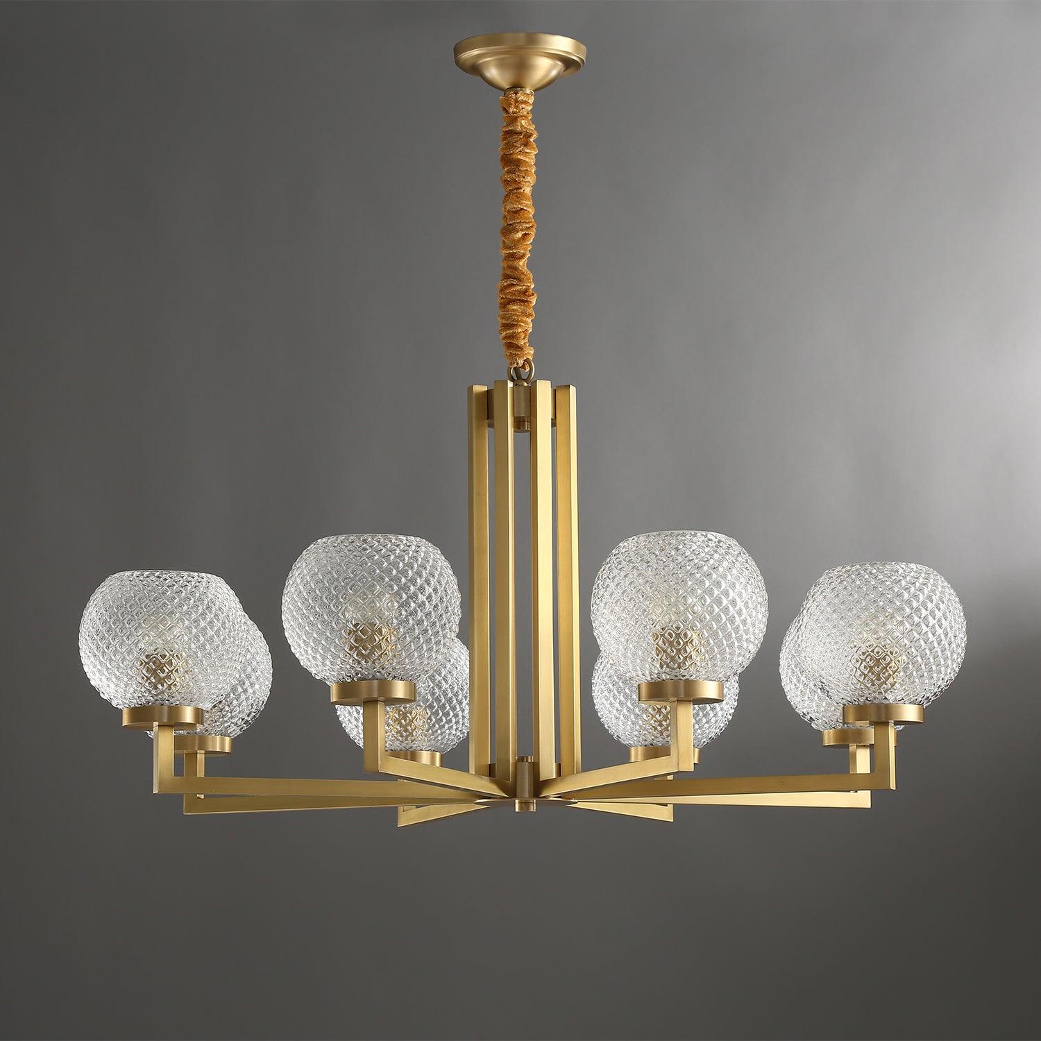 Ribbed Glass Brass Chandelier - Blowlighting