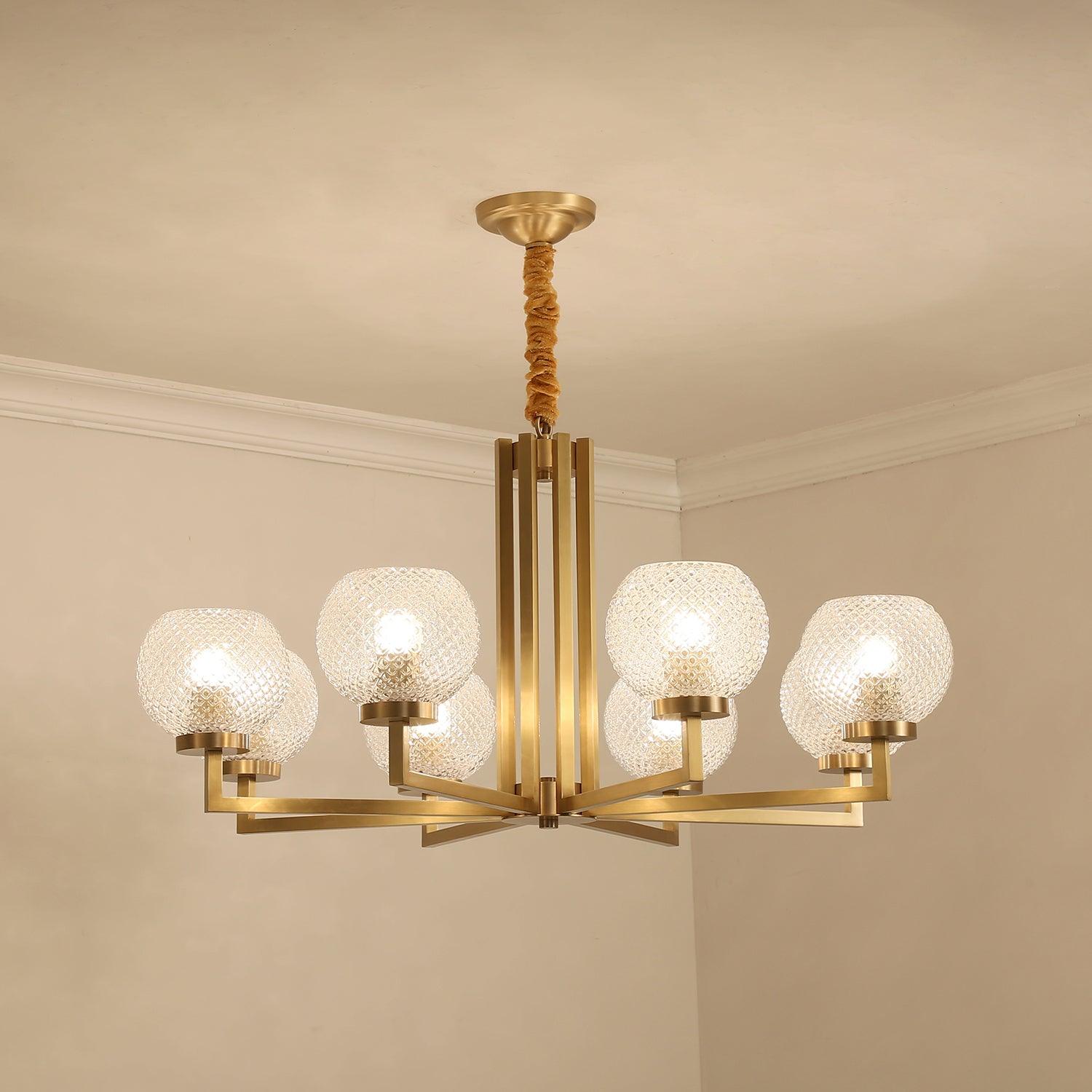 Ribbed Glass Brass Chandelier - Blowlighting