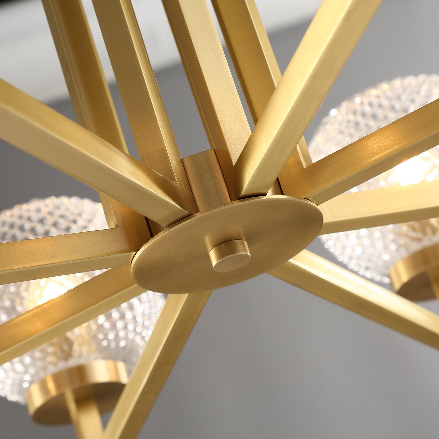 Ribbed Glass Brass Chandelier - Blowlighting