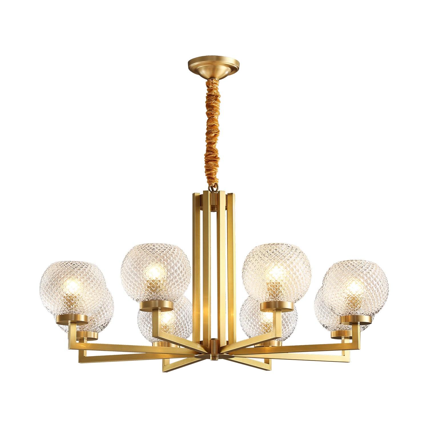 Ribbed Glass Brass Chandelier - Blowlighting