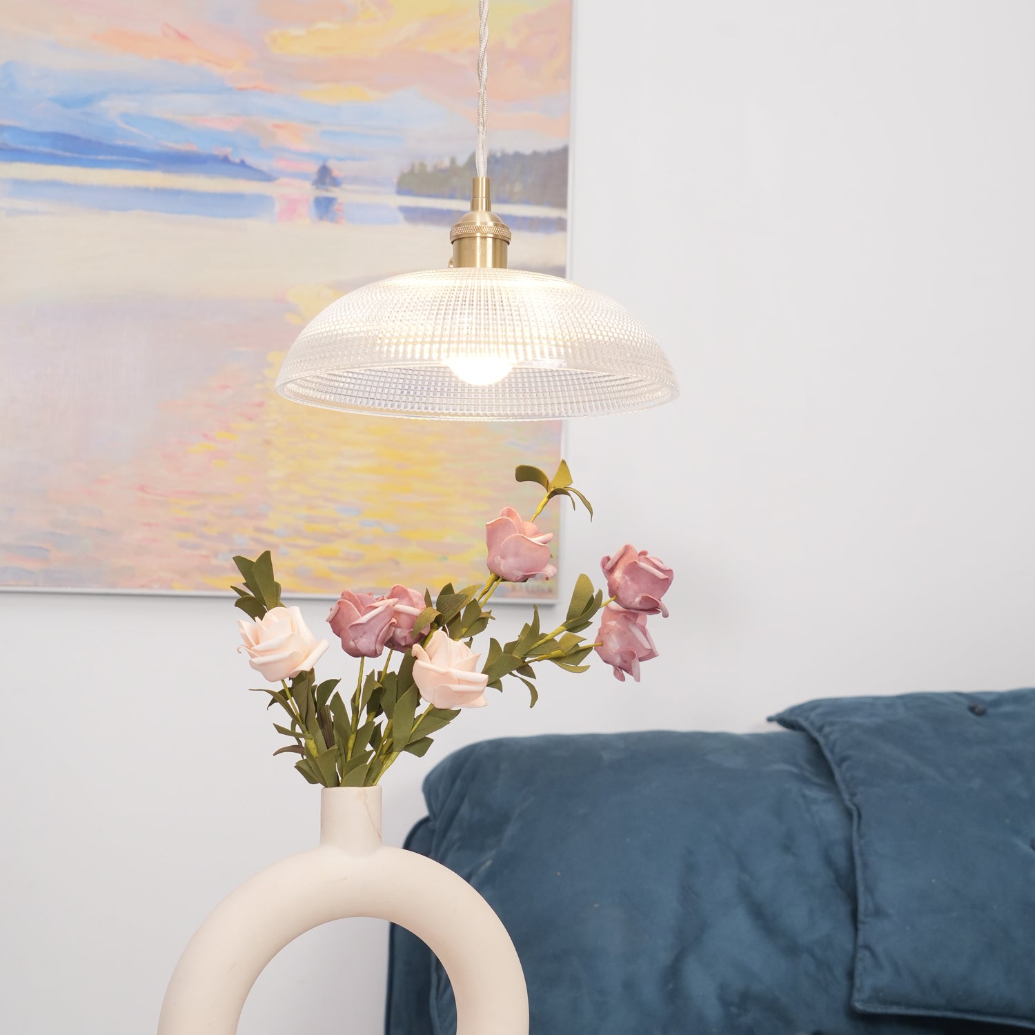 Ribbed Spiral Pendant Swag Light - Blowlighting