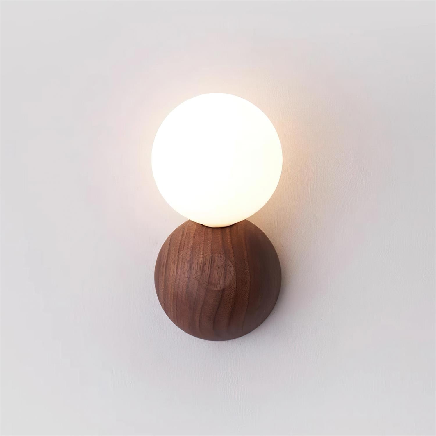Ringo Wall Lamp Wood Opal Glass Minimalist - Letslighting