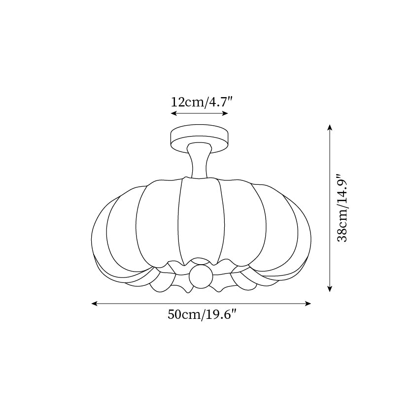 Ceiling Light Scalloped Fabric Shade Walnut Wood Canopy Vintage - Letslighting