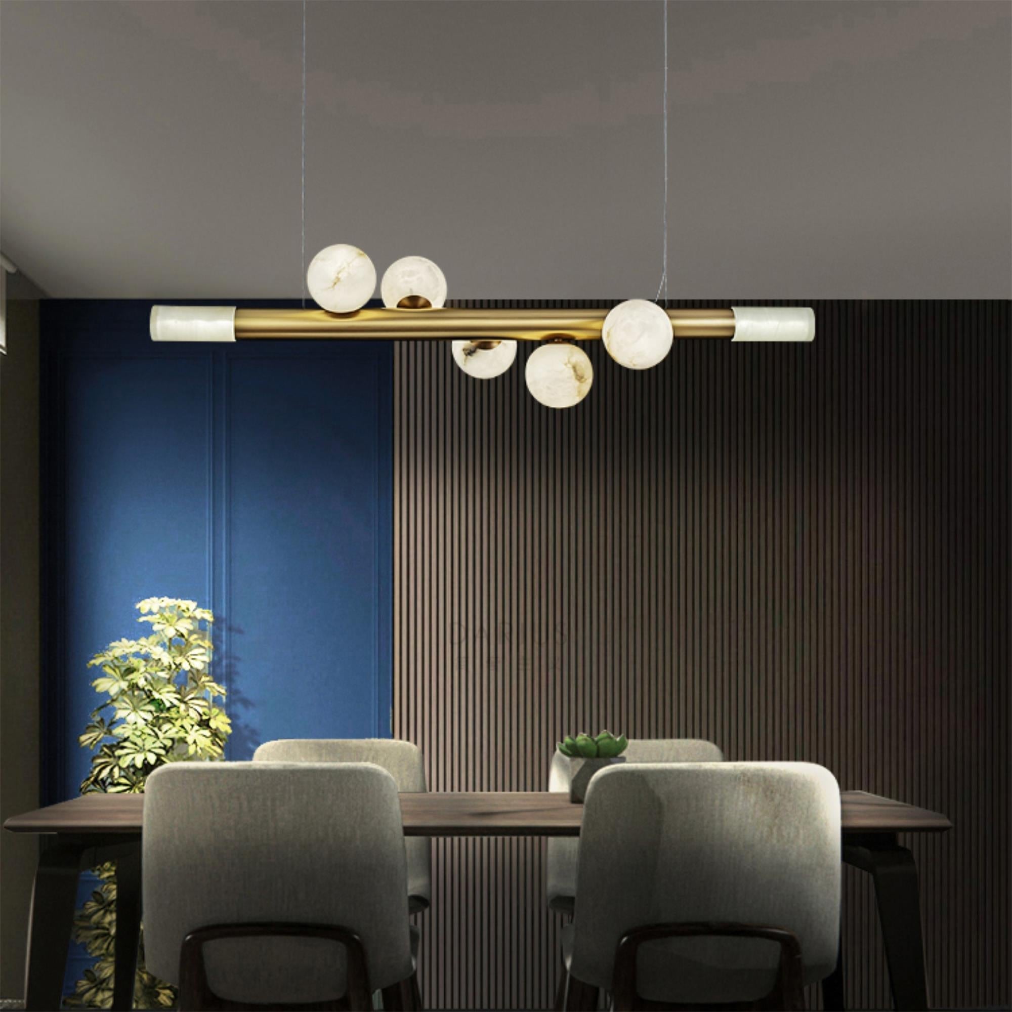 Avaros Modern Minimalist Alabaster Pendant Light - Lamp Copper