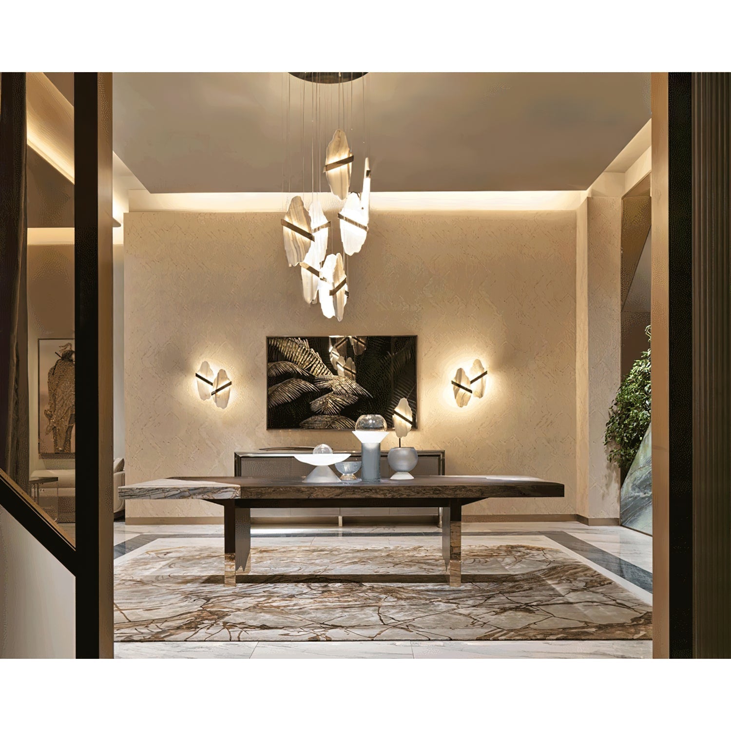Olraeos Elegance Rock Metal Jade Chandelier - Lamp Copper