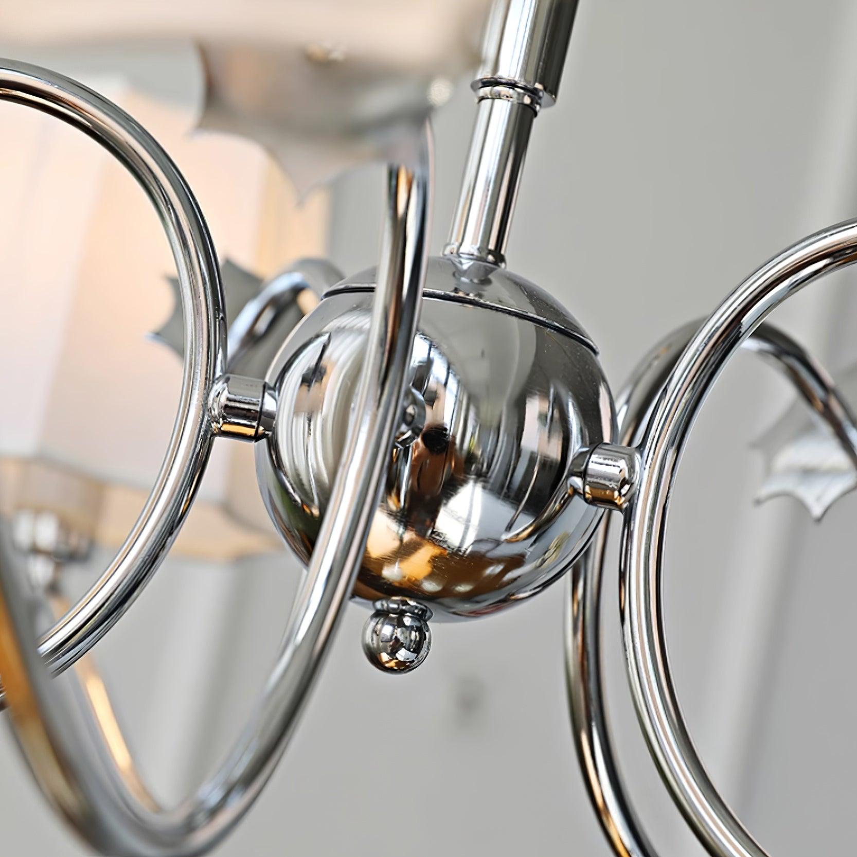 Rockville Chandelier Fabric Shades Nickel Curved Arms Elegant - Letslighting