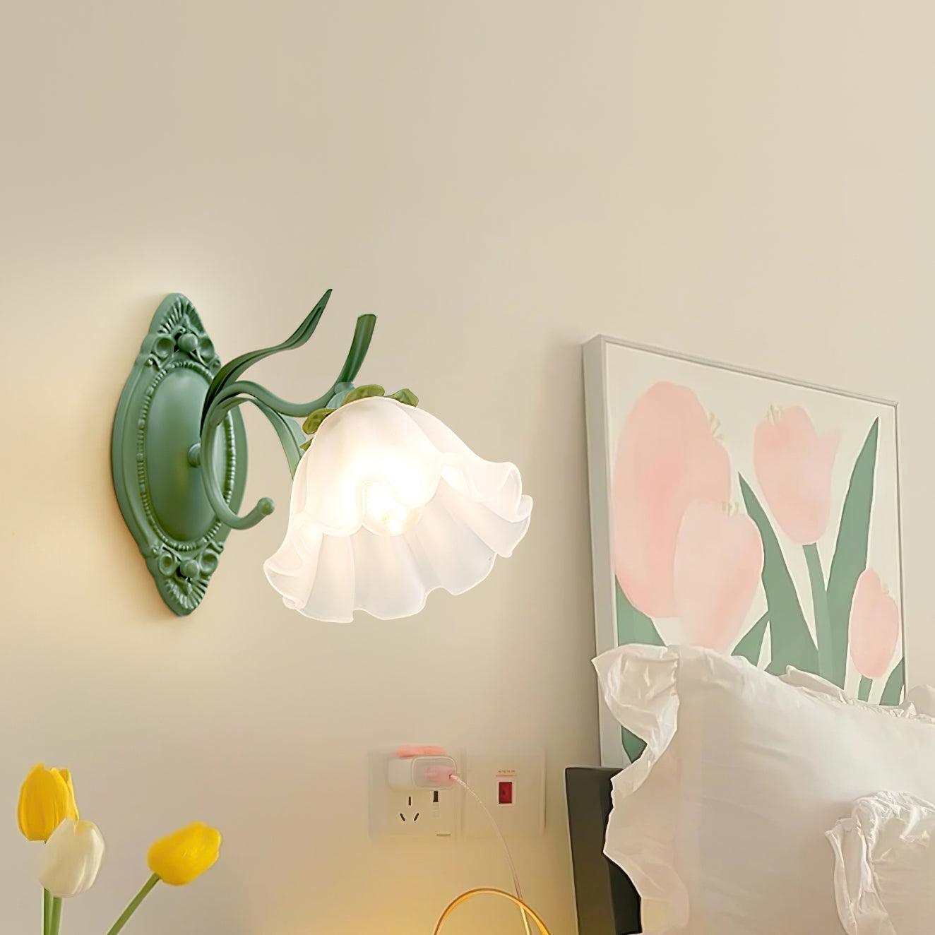 Wall Lamp Vintage Floral Glass Shade for Bedroom and Living Room - Letslighting