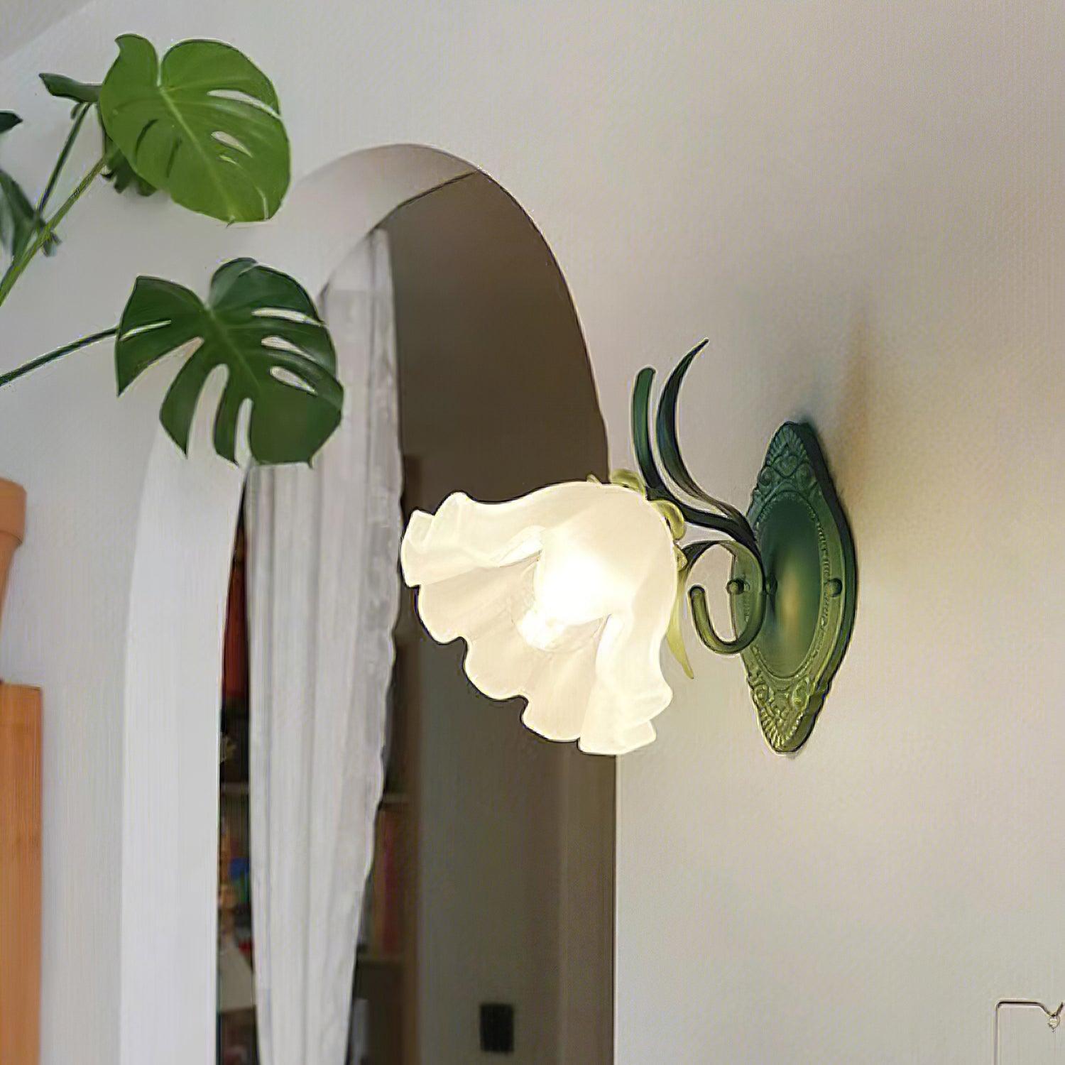 Wall Lamp Vintage Floral Glass Shade for Bedroom and Living Room - Letslighting