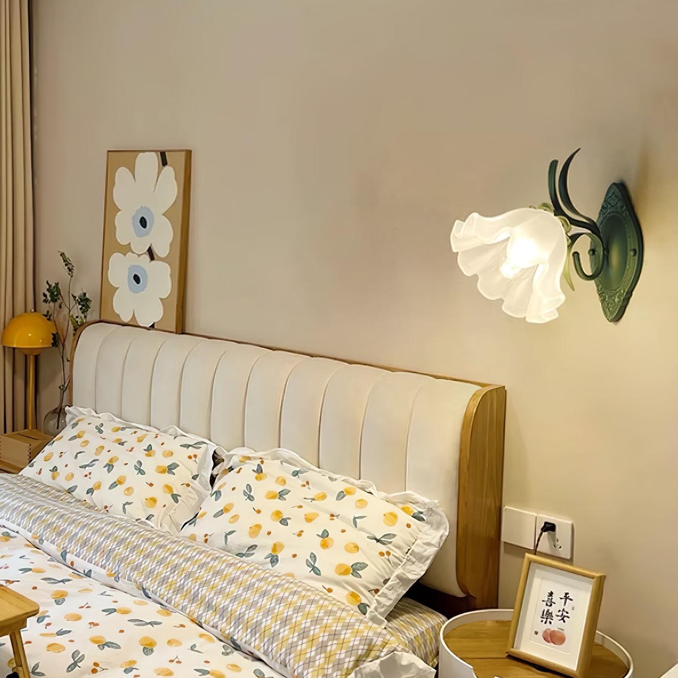 Wall Lamp Vintage Floral Glass Shade for Bedroom and Living Room - Letslighting