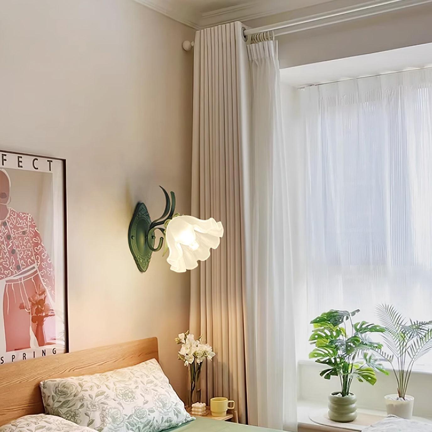 Wall Lamp Vintage Floral Glass Shade for Bedroom and Living Room - Letslighting