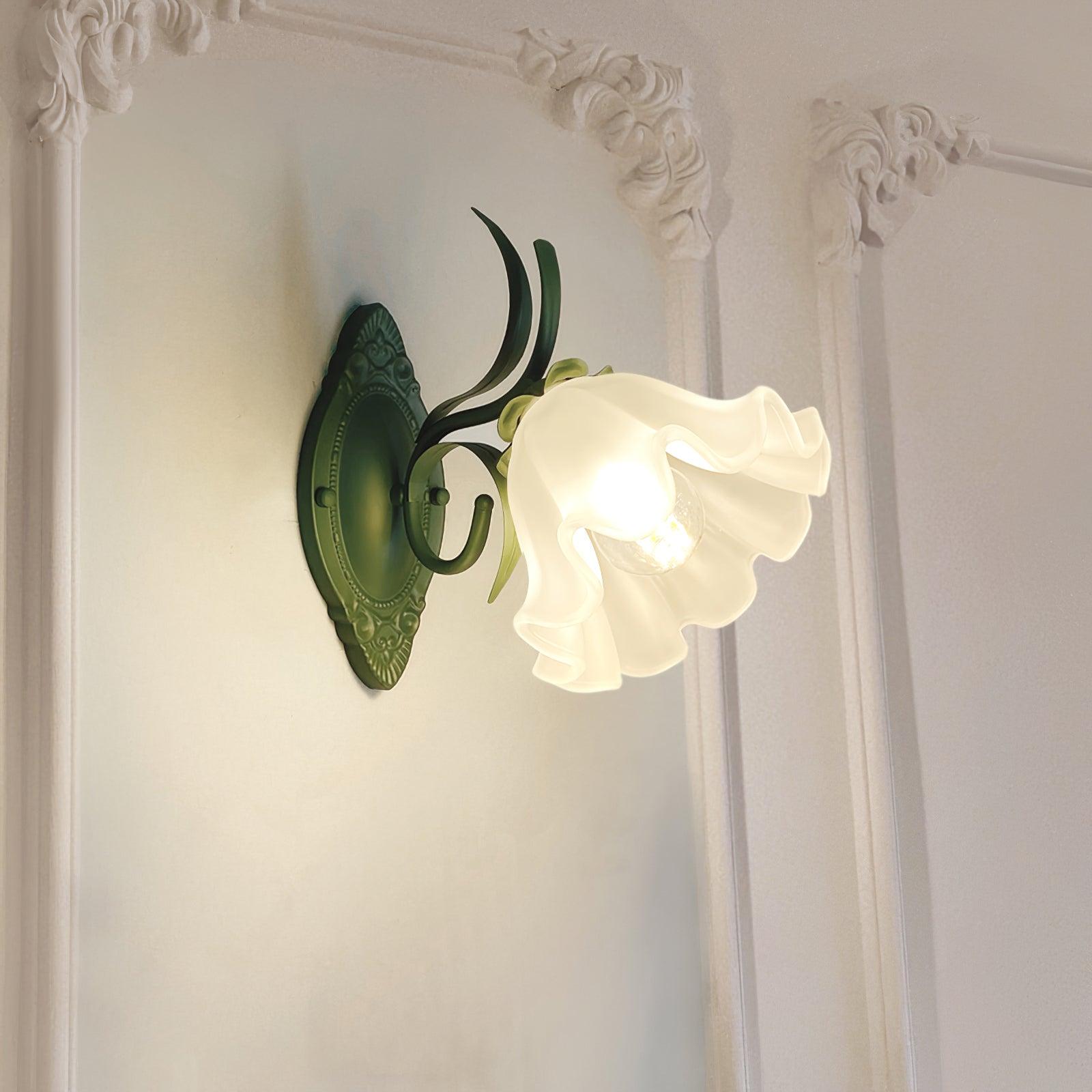 Wall Lamp Vintage Floral Glass Shade for Bedroom and Living Room - Letslighting