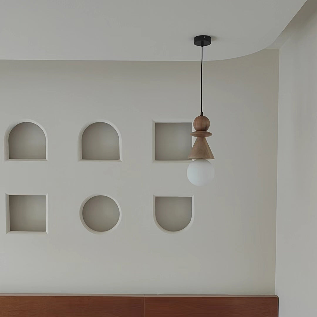 Aphais Modern Minimalist Rook Wooden Glass Pendant Lamp - Lamp Copper
