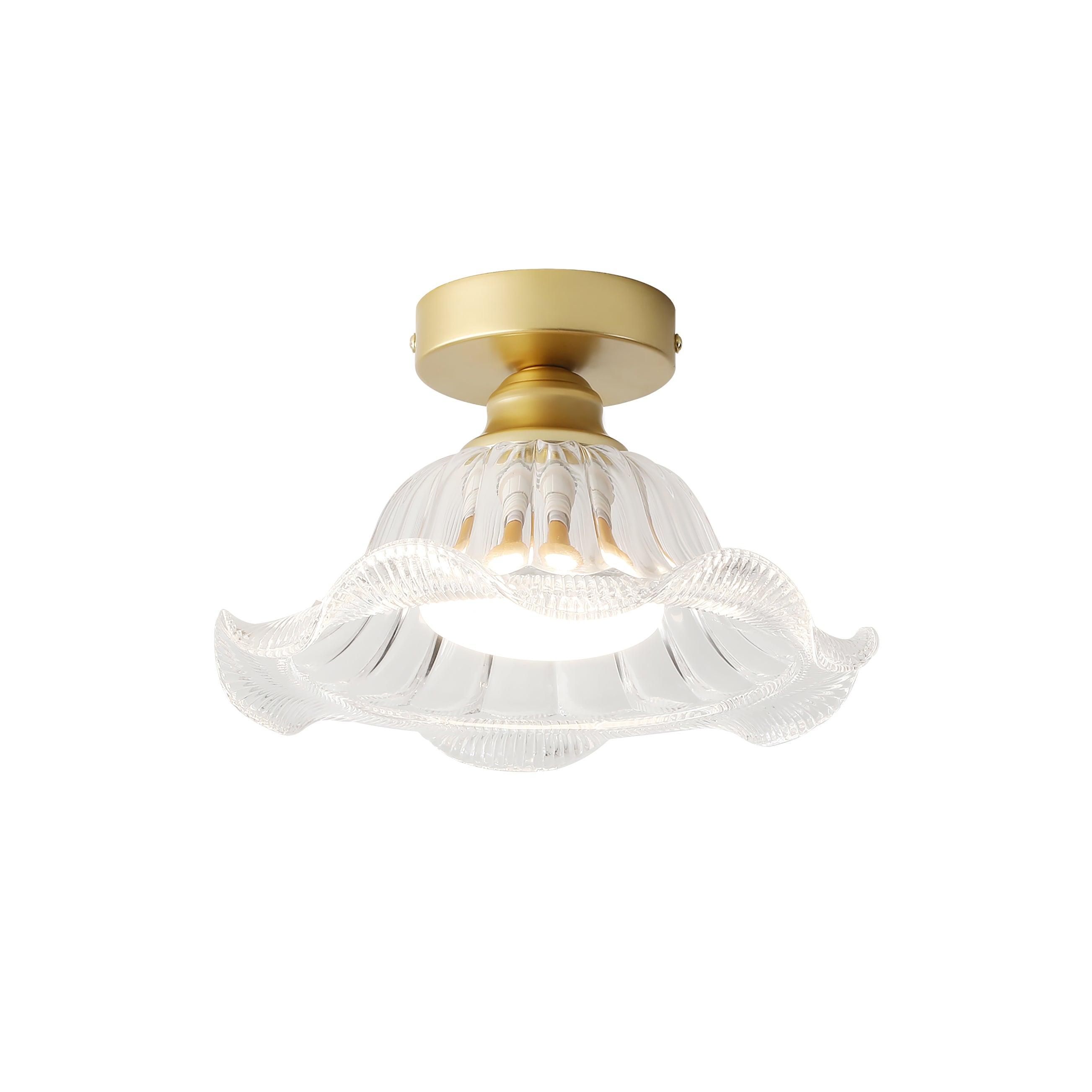 Rosa Glass Ceiling Lamp Brass Trim Elegant - Letslighting