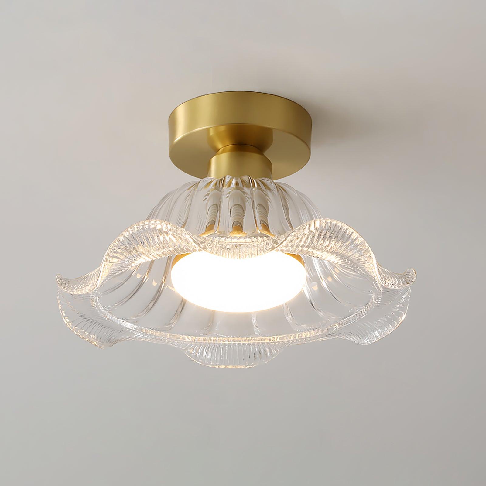 Rosa Glass Ceiling Lamp Brass Trim Elegant - Letslighting