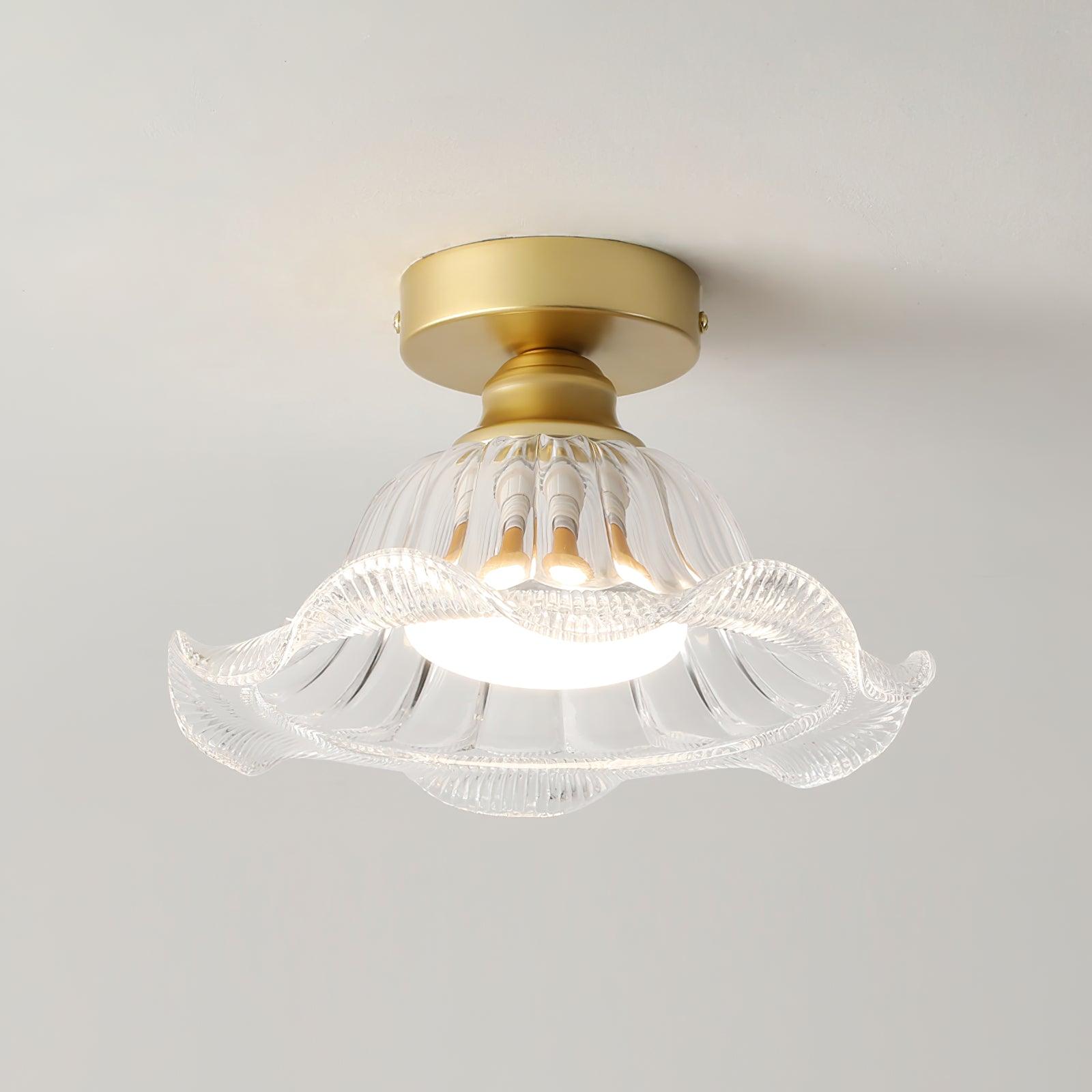 Rosa Glass Ceiling Lamp Brass Trim Elegant - Letslighting