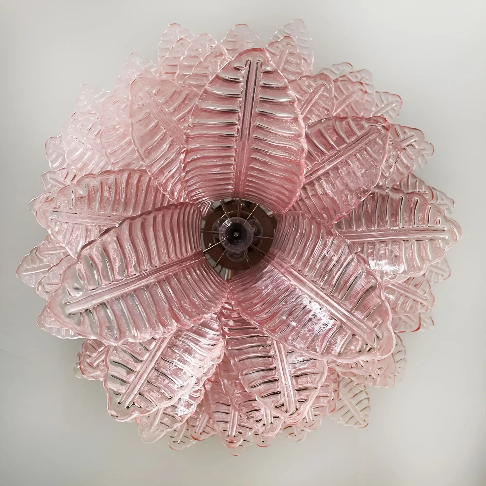 Aurora Chandelier Pink Murano Glass Leaves Cascading Romantic - Letslighting