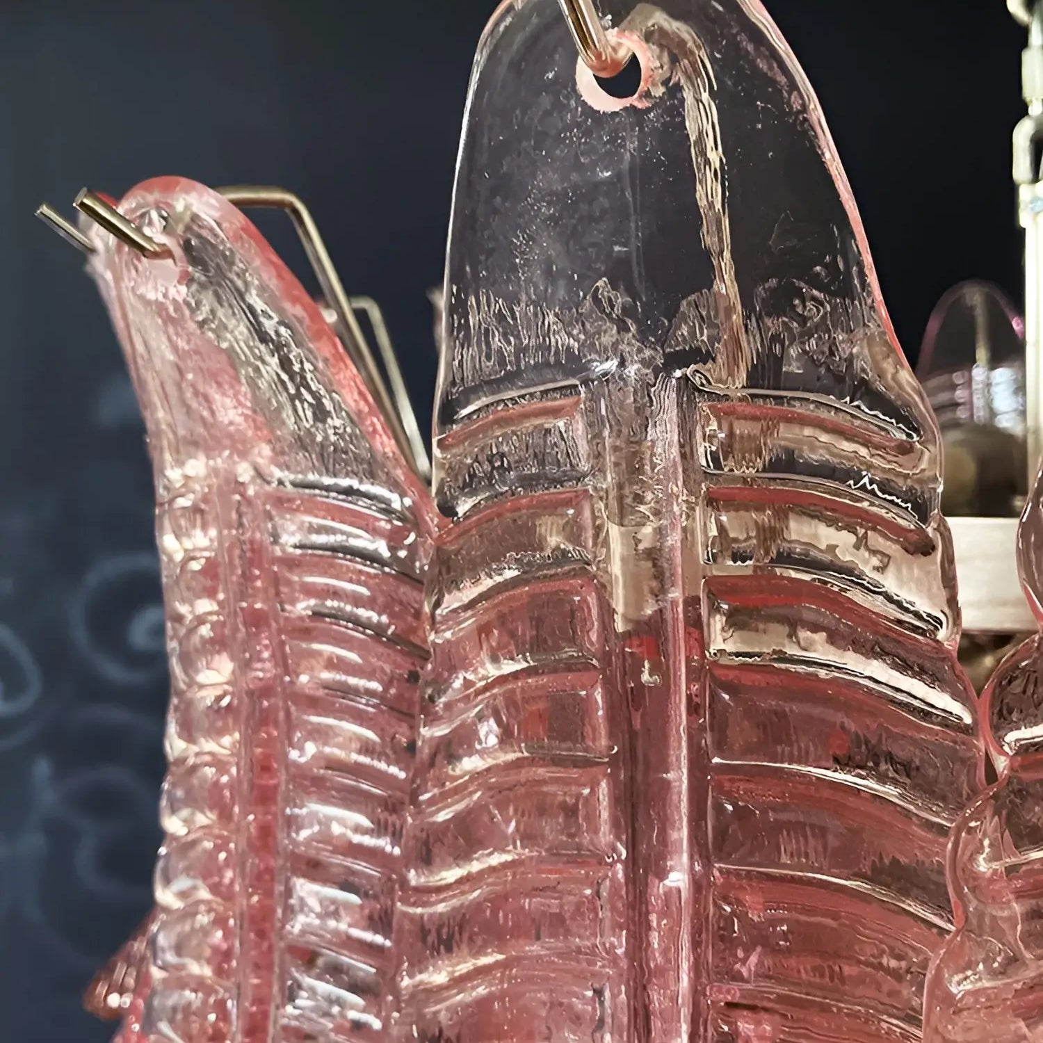 Aurora Chandelier Pink Murano Glass Leaves Cascading Romantic - Letslighting