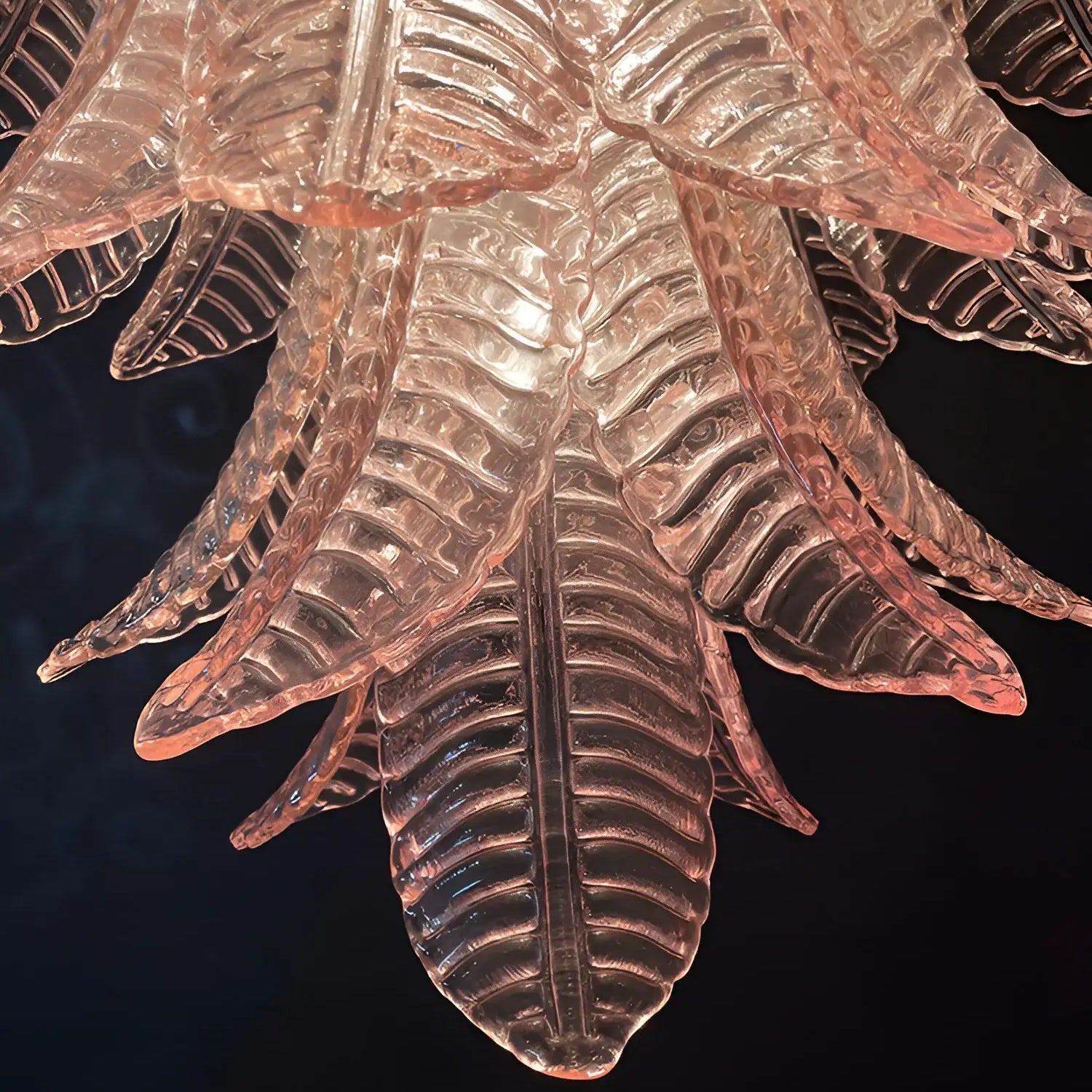 Aurora Chandelier Pink Murano Glass Leaves Cascading Romantic - Letslighting